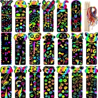 10 piecesset animal bookmarks scratch drawing paper magic scratch art kids painting book creative card stickers educational toy