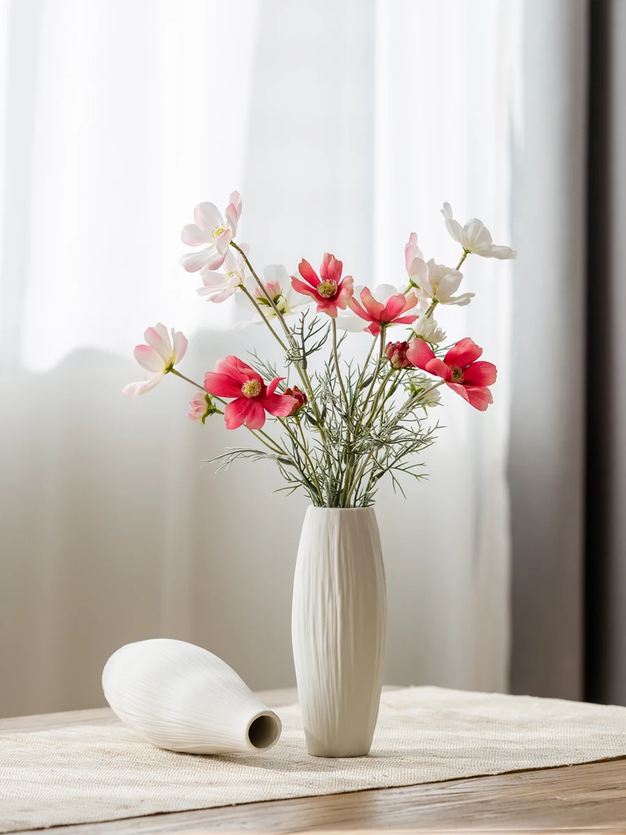 

Japanese Simple White Ornaments Living Room Accessories European Modern Flower Art Nordic Style Household Ceramic Vase