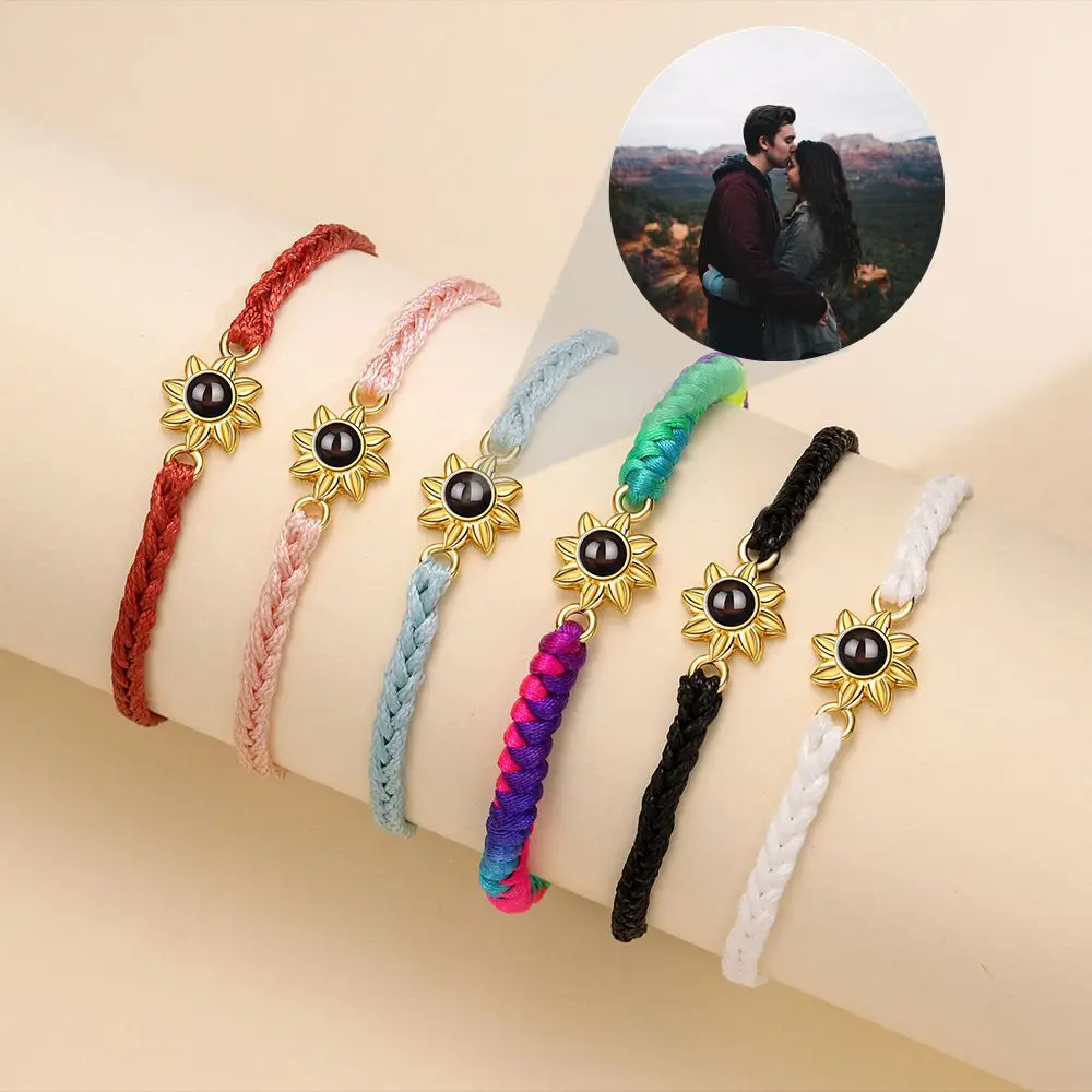 2023 New Personalized Photo Projection Bracelet Custom Photo Bracelets for Women Couple Rainbow Color Jewelry Mother's Day Gift