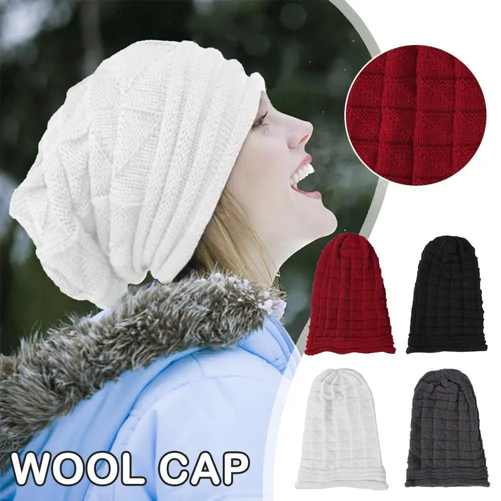 

Knitted Baggy Beanie Oversized Winter Hat Ski Slouchy Beanies Wool Men Warm Unisex Caps Women Beanies Skullies Caps Winter O7F7