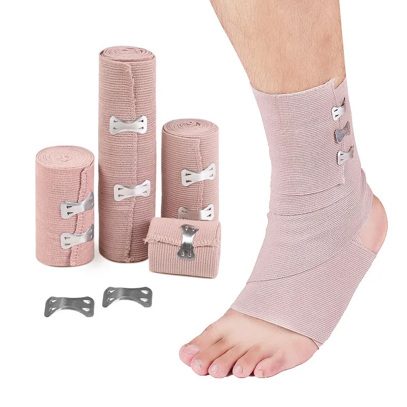 

1Roll Elastic Bandage Wrap with Clips Wound Dressing Outdoor Sports Sprain Treatment Bandage Tape for First Aid Kits Protect