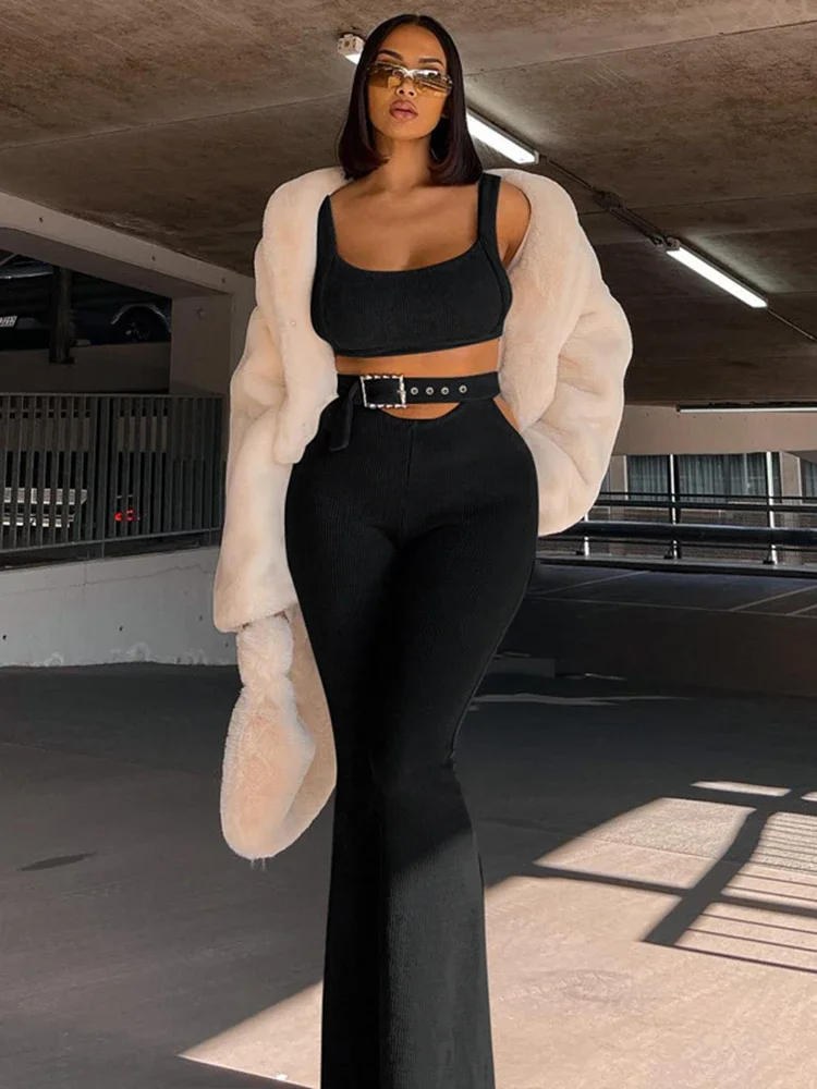 Женский комплект из топа и длинных брюк летний двух предметов для отпуска 2023