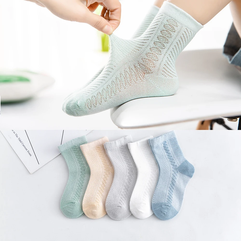 

Accessories Socks 5pairs/lot Girls Children Summer Jacquard Cute Boy Kids Cotton Toddler 0-12 Socks Baby Mesh Socks Clothe