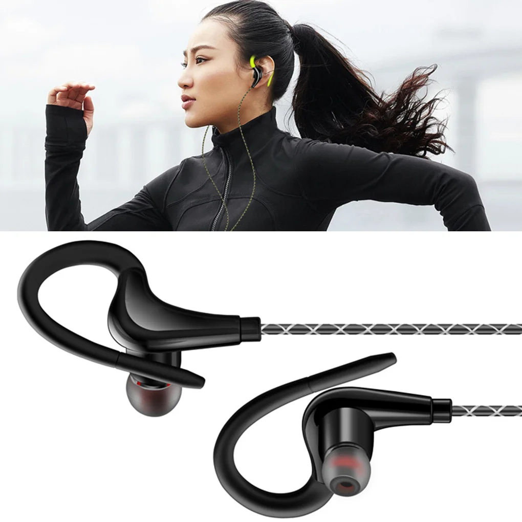 

Fitness Wired Earphone 1.2M Cable Sports Running Jogging Headphone Wired Control Noise Isolating Hooked In-ear Headset