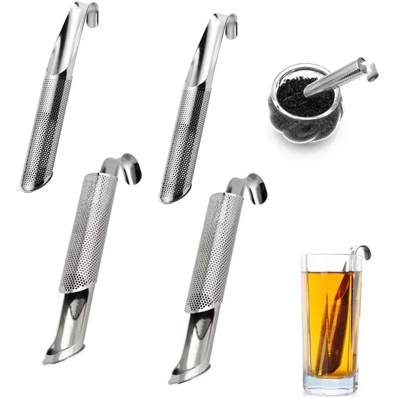 

Stainless Steel Tea Infusers Strainers Stick Pipes with Hook For Tea Coffee Herb Spice Reusable Filter Pipe Steeper Teaware