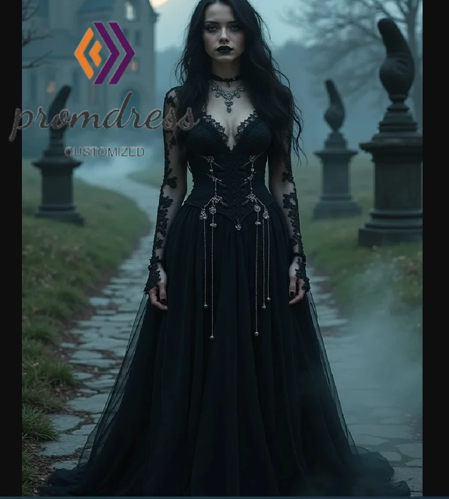 Загадочное черное готическое свадебное платье Вампир Стимпанк Викторианская