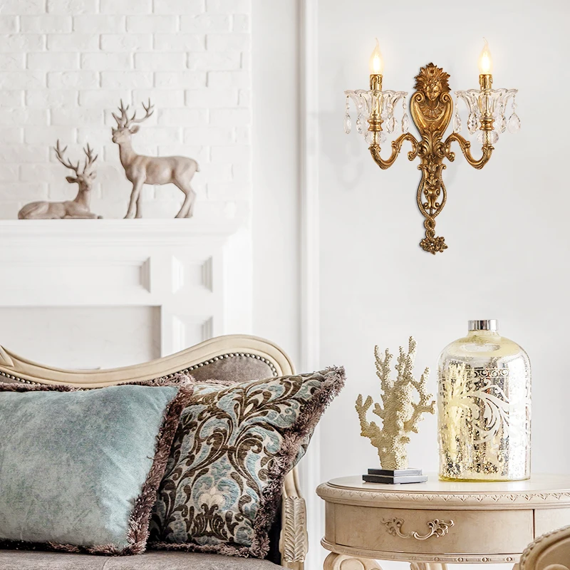 Европейская королевская настенная лампа для гостиной коридора французская