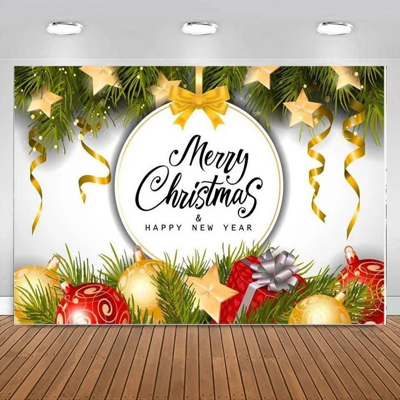 

Merry Christmas Backdrop Happy New Year Photography Background Ball Festival Party Children Photo Studio Banner Decoration