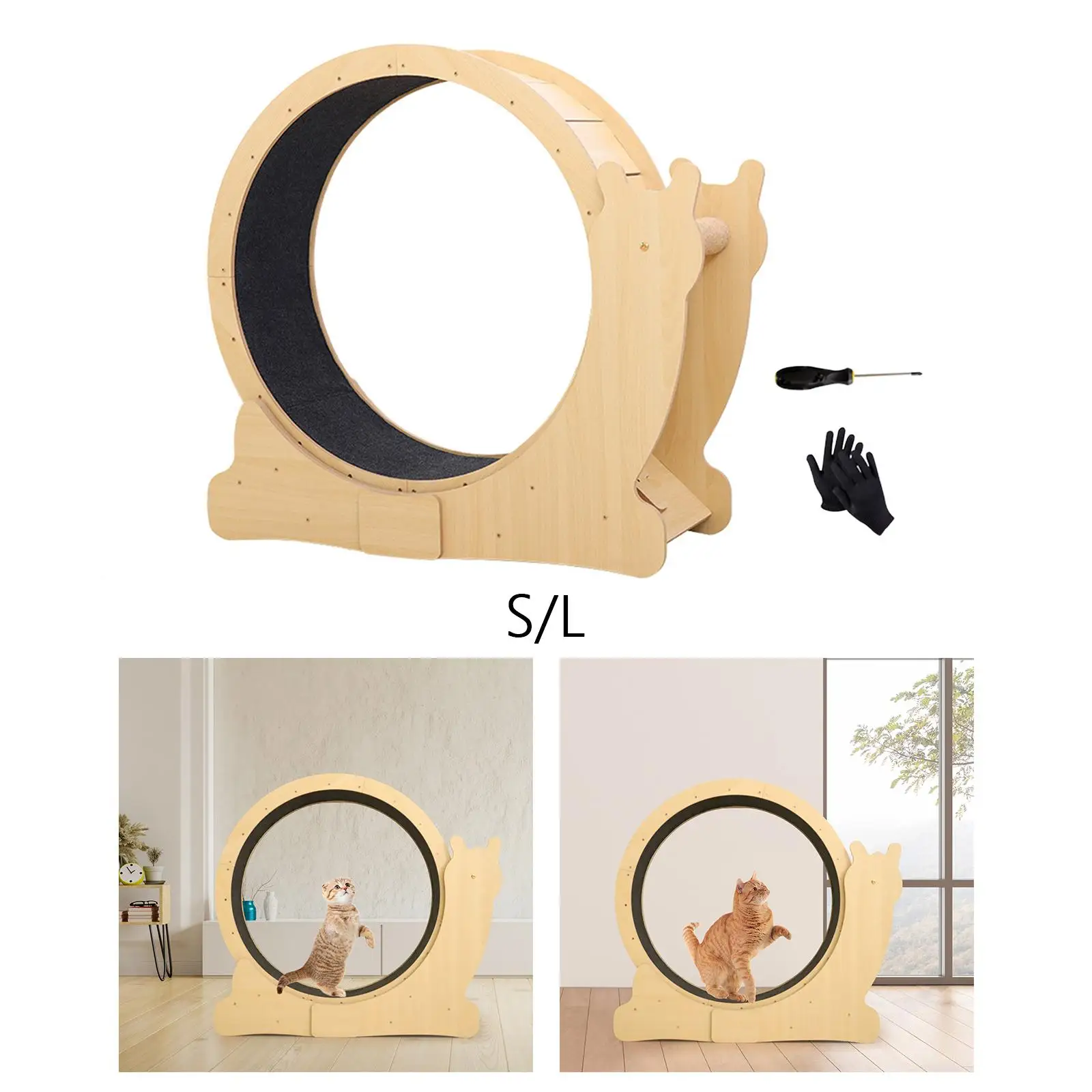 

Pet Cat Running Wheel Exercise Treadmill Silent Exerciser Sports Climbing Frame Wood Noiseless Roller Furniture for Workout