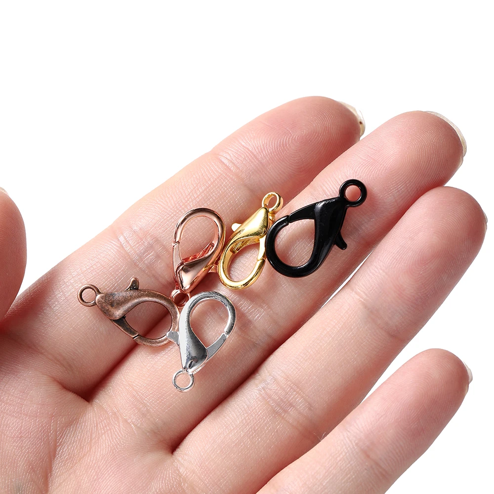 100Pcs/Lot 10/12/14/16/18mm Alloy Lobster Clasps Hooks Chain Connectors for DIY Bracelets Necklaces Jewelry Making Accessories - купить по