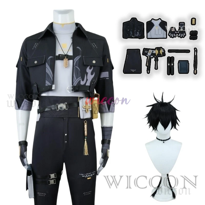 Wuthering Waves Rover Косплей Костюм Парик Игра Мужская Униформа Главный Персонаж