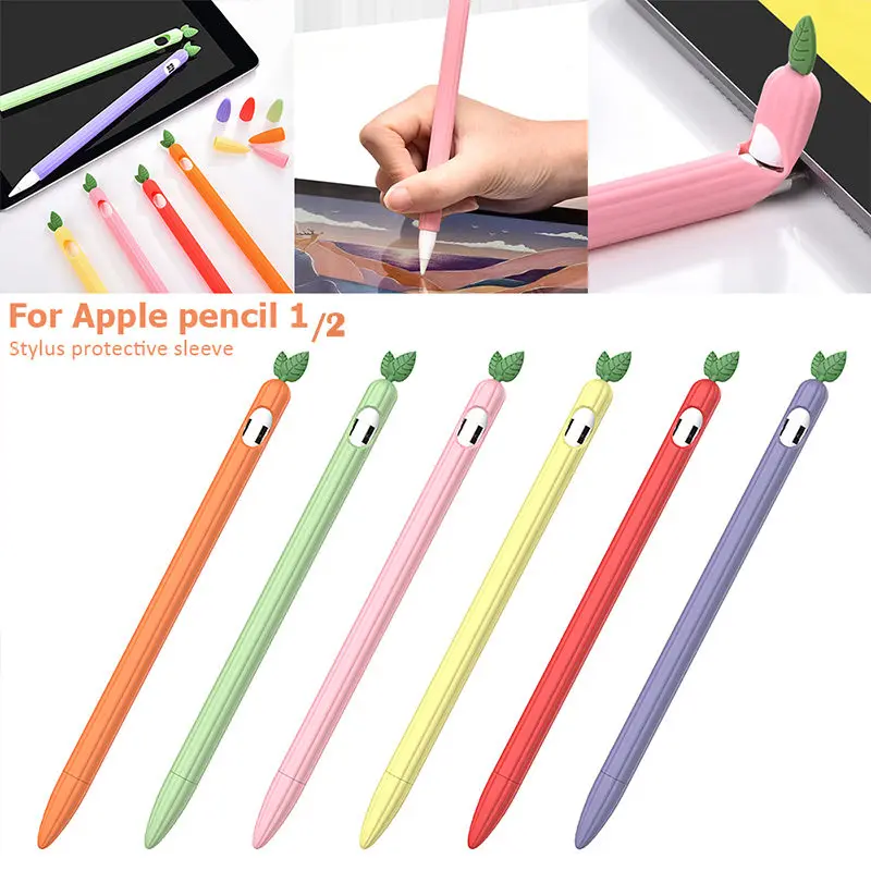 

Cute Carrot Silicone Case For Apple Pencil 1st 2nd Generation Cover For iPad Stylus Pen Protective Cover For Apple Pencil 1 2