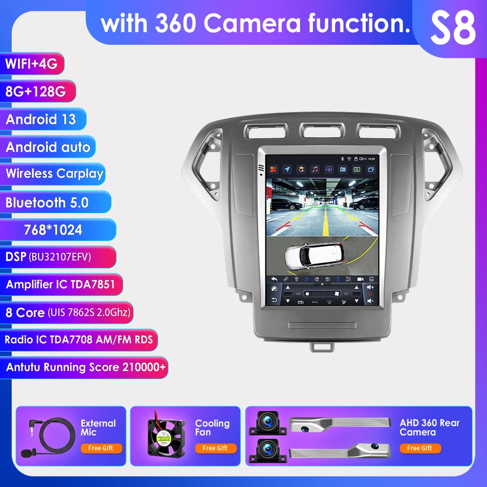 

Автомагнитола Hizpo для Ford Mondeo Mk4, 9,7 дюйма, Android 13, мультимедийный видеоплеер для Ford Mondeo Mk4, Galaxy A/C 2007-2010, 2Din, GPS, DSP, Carplay, навигация