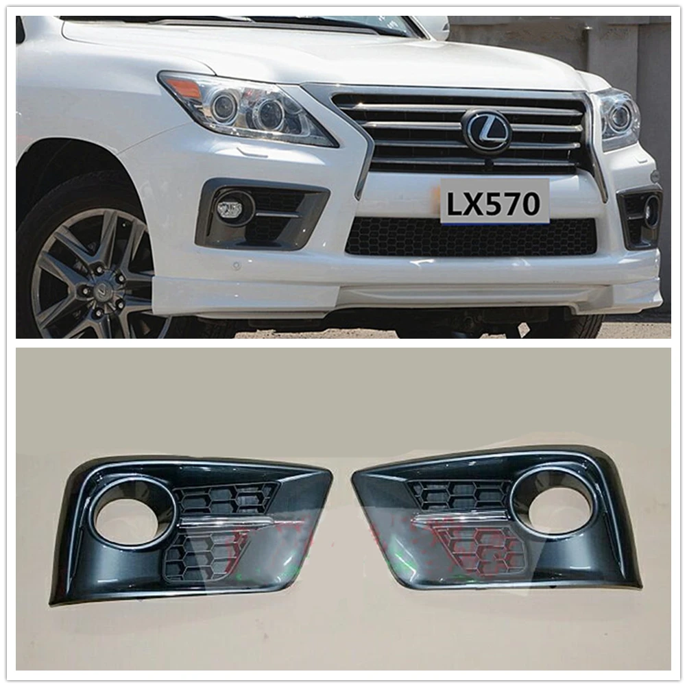 

For Lexus LX570 2012-2015 Front Fog Light Cover Black Car Lower Bumper Side Air Vent Trim Foglamp Lamp Shell Shade Intake Shield