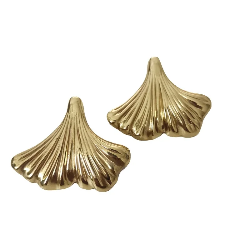 Современные медные ручки Biloba в форме листьев золотистые Твердые Латунные Ручки