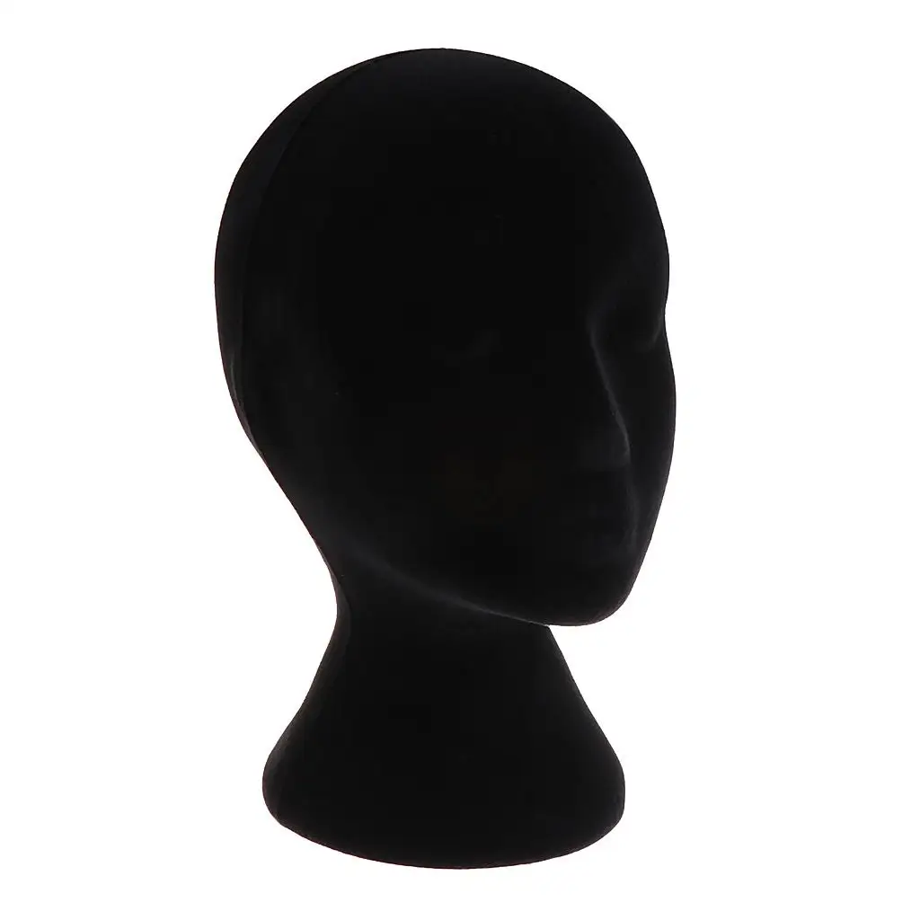

Mannequin Head, Female Mannequin Manikin Head Model Foam Hair Glasses Display -Black