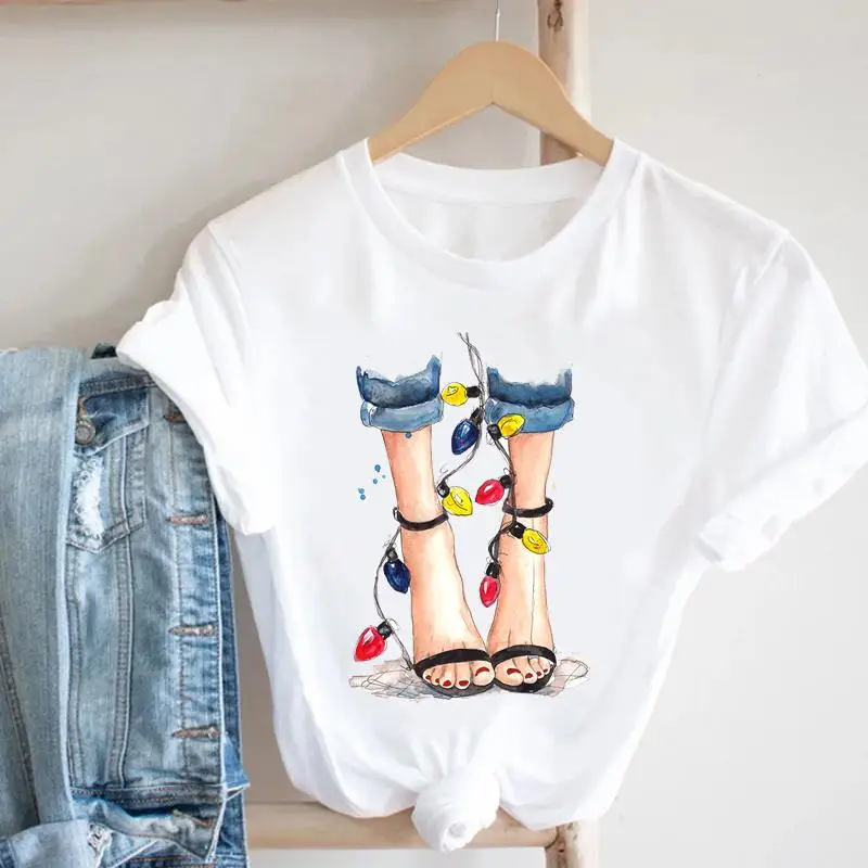 

Женская футболка 90-х Акварельная Рождественская забавная Милая зимняя Праздничная Новогодняя модная футболка с принтом симпатичная футбо...