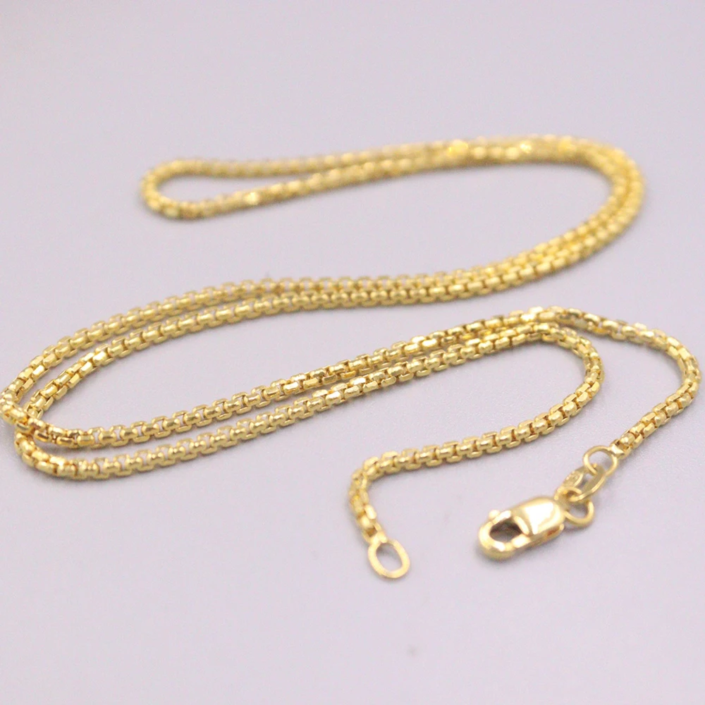 

Solid Real 18K Yellow Gold Necklace 1.8mmW Box Chain Link Necklace 18"L Woman Man Gift
