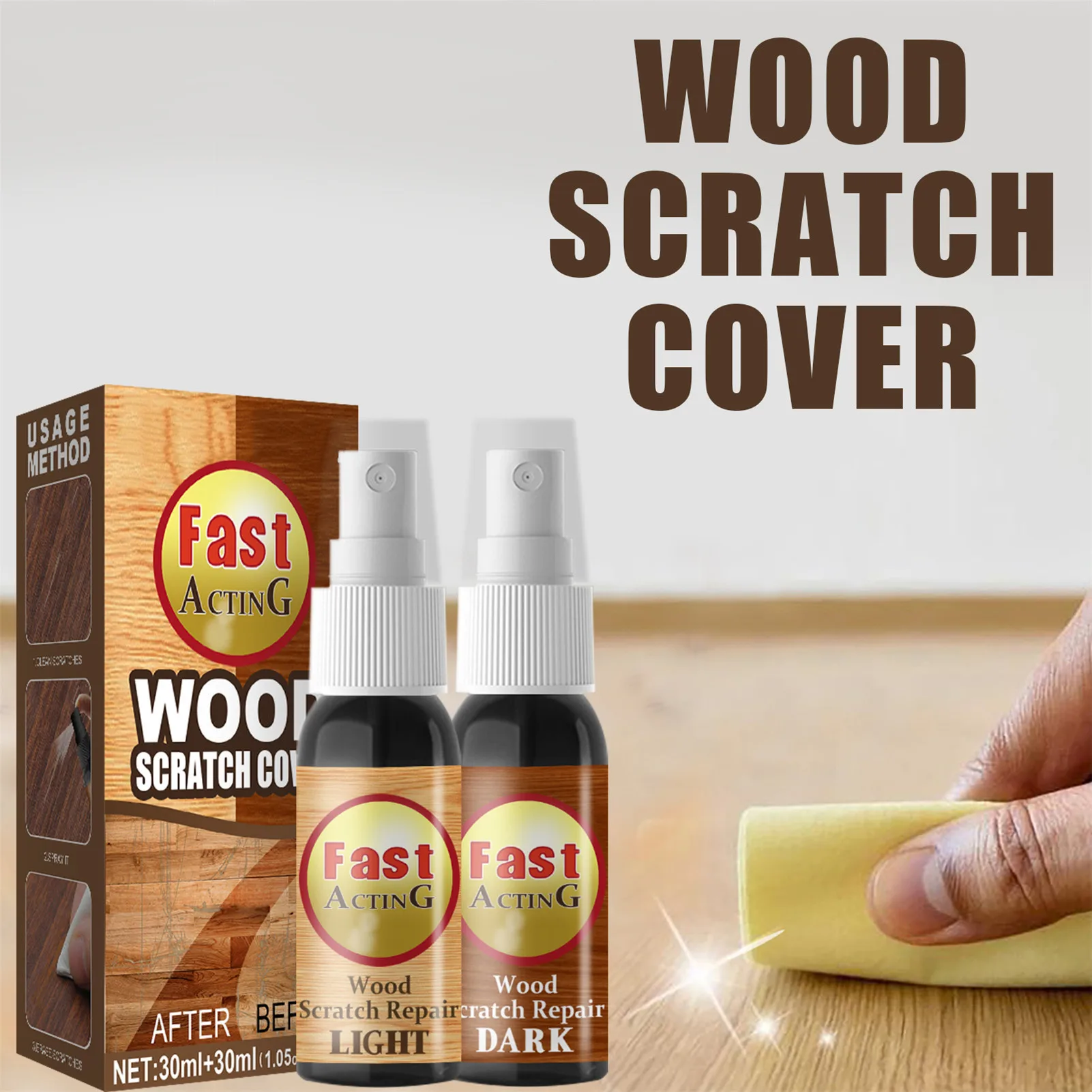 

Wooden Scratch Repair Scratch Colour Repair Spray 2pcs Instant Fix Wooden Scratch Remover Set Fast Acting Furniture Polisher