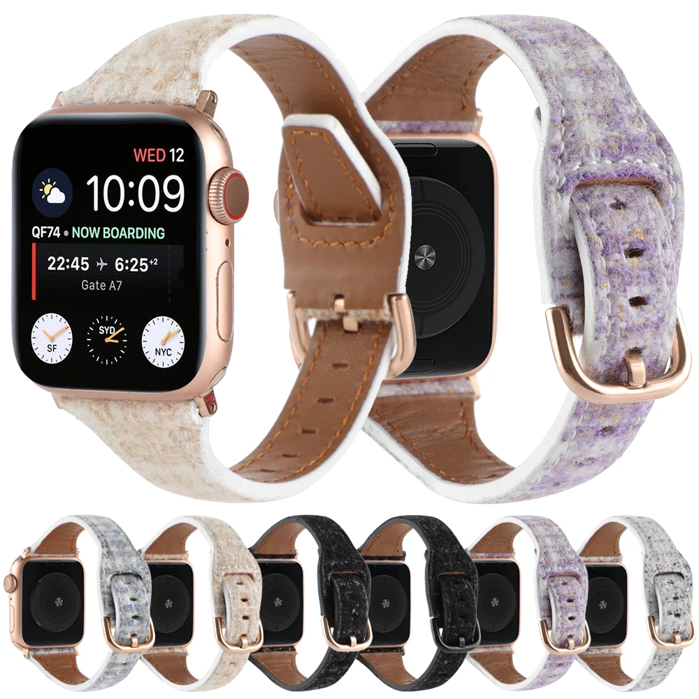 

Women's Genuine Leather Strap For Apple Watch Ultra 8 49mm Band For iWatch 8 7 6 SE 5 41 45mm 44 40mm Dressy Bracelet Accessorie