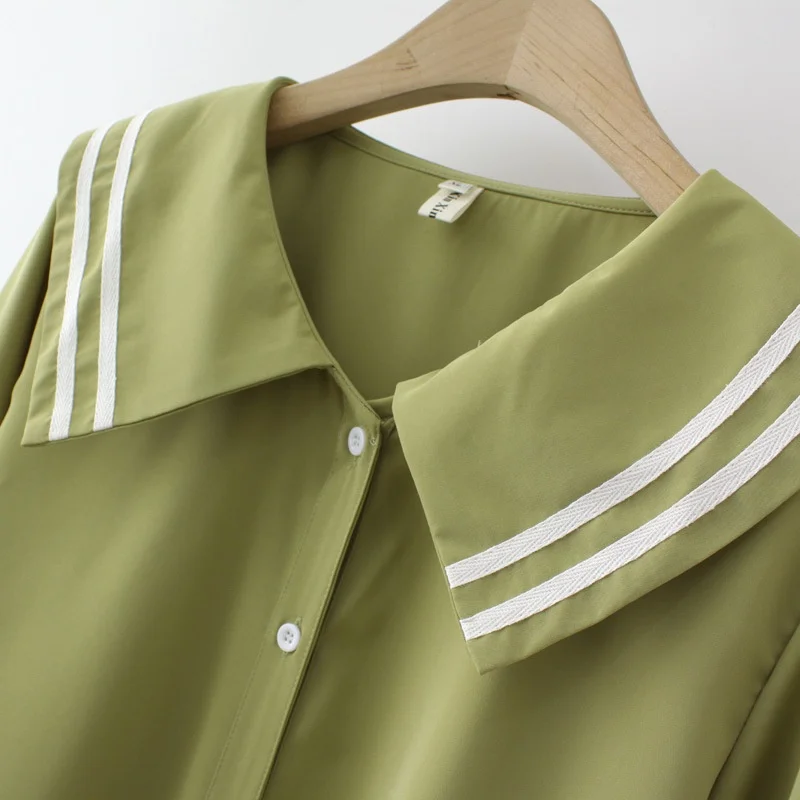 Plus Size Women's Striped Chiffon Blouses Long Sleeved Button Up Female Tops Ladies' Office-wear Muslimah Fashion Top
