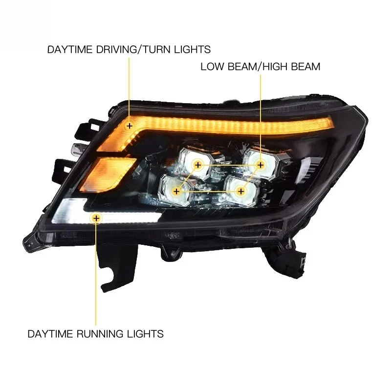 Фото Фары для Nissan Navara NP300 (2014-2023), автозапчасти, обновленные светодиодные фары с ДХО №4