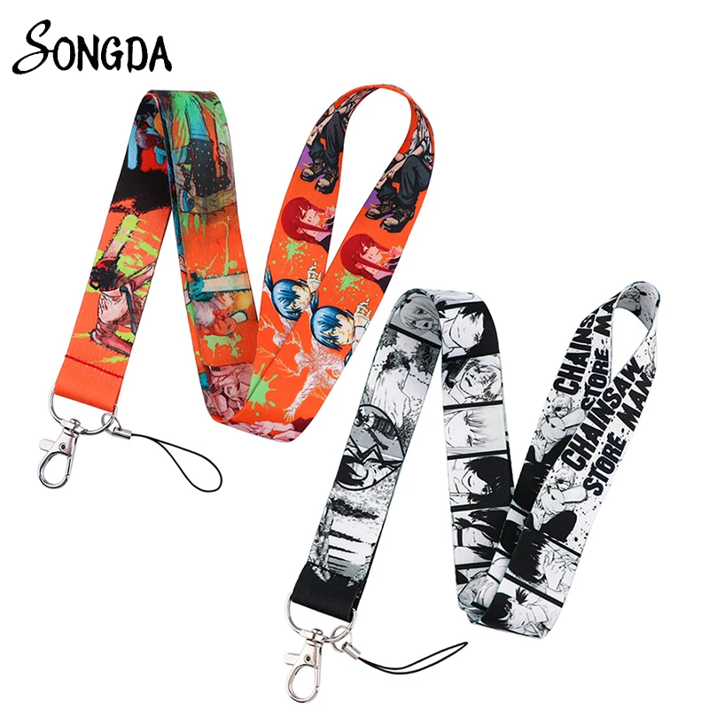 

Anime Chainsaw Man Ribbon Lanyards Keychains Denji Makima Power Figures Hanging Rope Neck Straps Keyrings Holder Otaku Jewelry