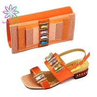 latest water orange color wedding clutch bag match nigerian women shoes and bag matching african shoes and bag match for party