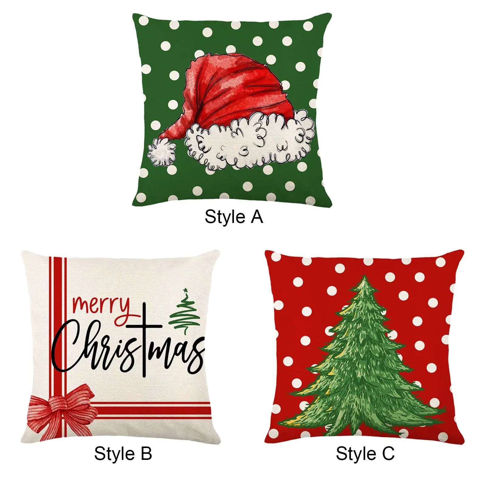 

Christmas Pillow Cover Pillowcase Square Protective Cushion Cover Pillow Case Sofa Pillowcase for Cafe Holiday Home Patio Decor