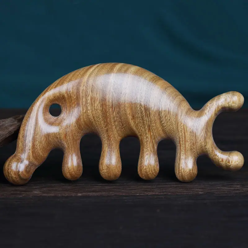 

Golden Sandalwood Massage Comb Head Massager Round Nose and Eye Massage Comb Whole Wood Carving Model расческа для волос