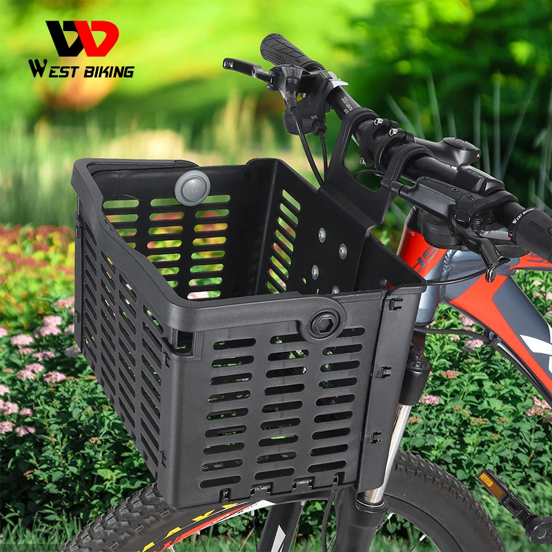 

WEST BIKING Foldable Bicycle Basket Multipurpose Pannier Bike Handlebar Rear Seat Basket Large Capacity Daily Bike Carry Basket