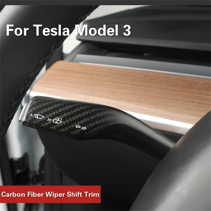 

Real Carbon Fiber for Tesla Model 3 Model Y Steering Wheel Gear Shift Cover Wiper Knob Protective Cover Interior Remodel Patch
