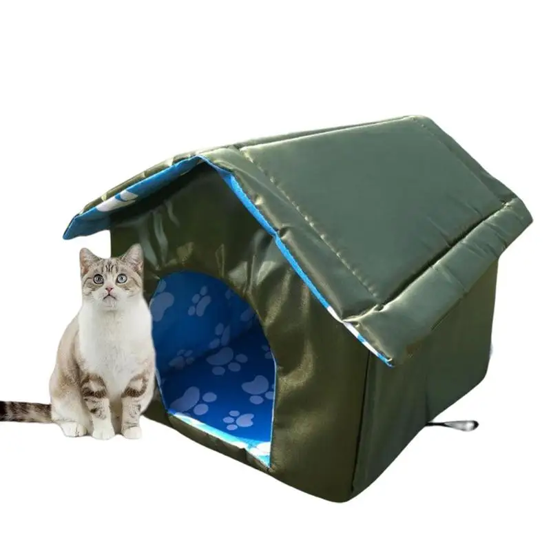 

Outside Pet House Cat House With Waterproof Canvas Roof Four Season Pet Nest Kitten ShelterFeral Cat Cave Pet House Dog Tent