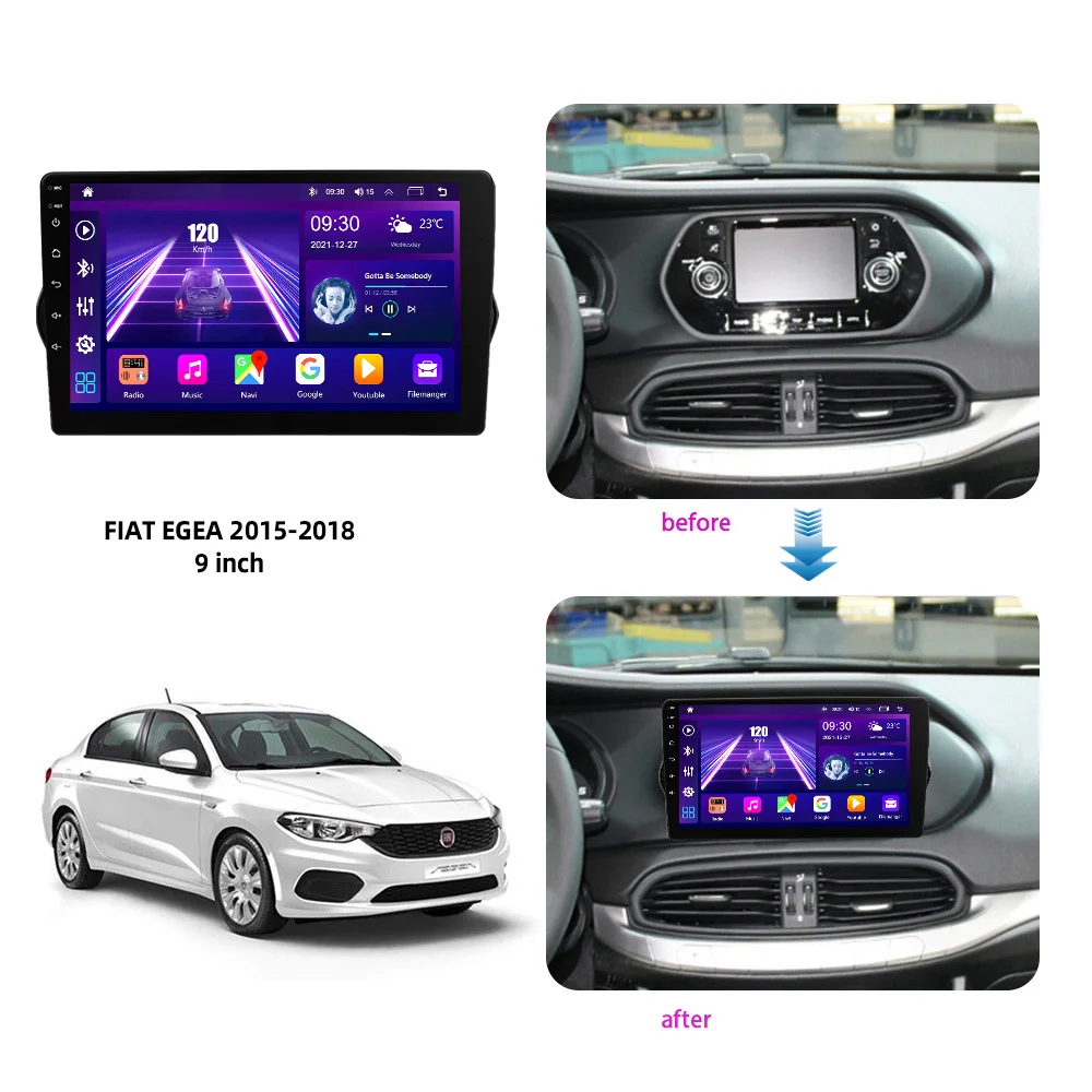 

Автомобильный мультимедийный плеер Eunavi, Android, для Fiat Egea 2015, 2016, 2017, 2018, Carplay, автомобильное радио, GPS-навигация, FM, 8-ядерный, 2DIN, 2 Din