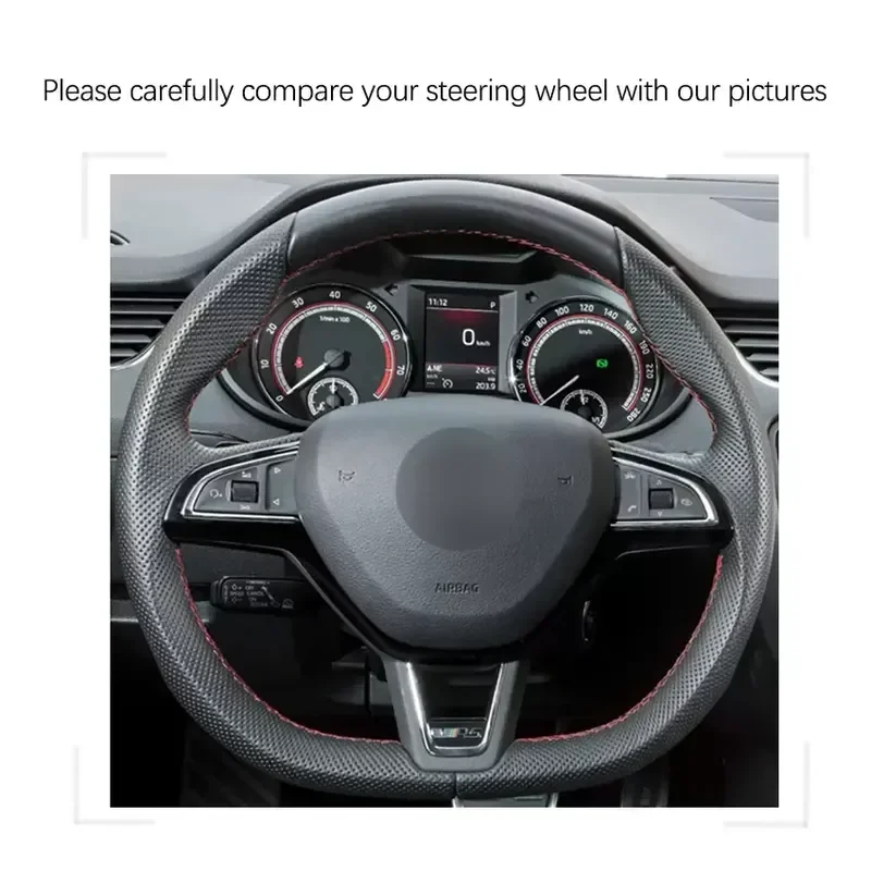 

Hand-stitched Black Suede Car Steering Wheel Cover for Skoda Octavia RS Citigo Fabia Scala Karoq Kodiaq Citijet Superb 2015-2019