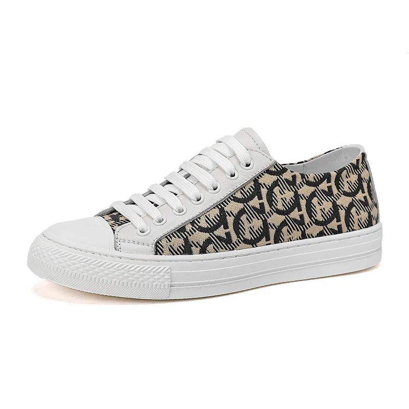 

2022 Spring and Autumn New Board Shoes Men Leather Versatile Breathable Low-top Casual Men Canvas Shoes Flat Sneakers Male