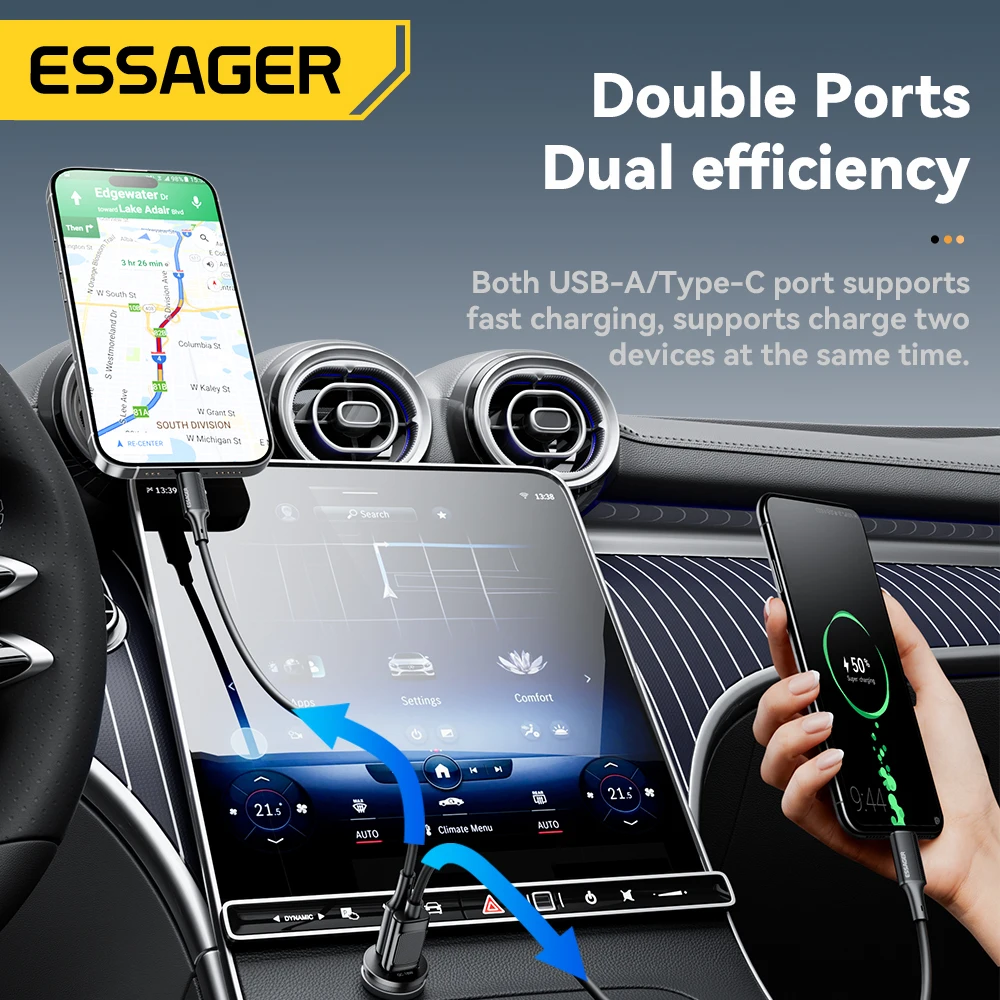 Фото Автомобильное зарядное устройство Essager 45 Вт PD QC 3.0 PPS USB Type C Быстрая зарядка для iPhone 16 15 14 13 Samsung Xiaomi Huawei Зарядное устройство для мобильного телефона №3