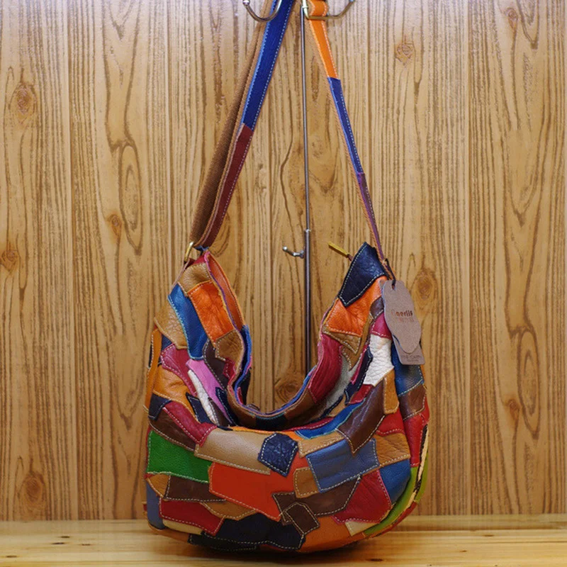 

2022 new women's bags Irregular Patchwork Design Women Handbags Soft Genuine Leather Bags National Wind Sheepskin Bag For Ladies