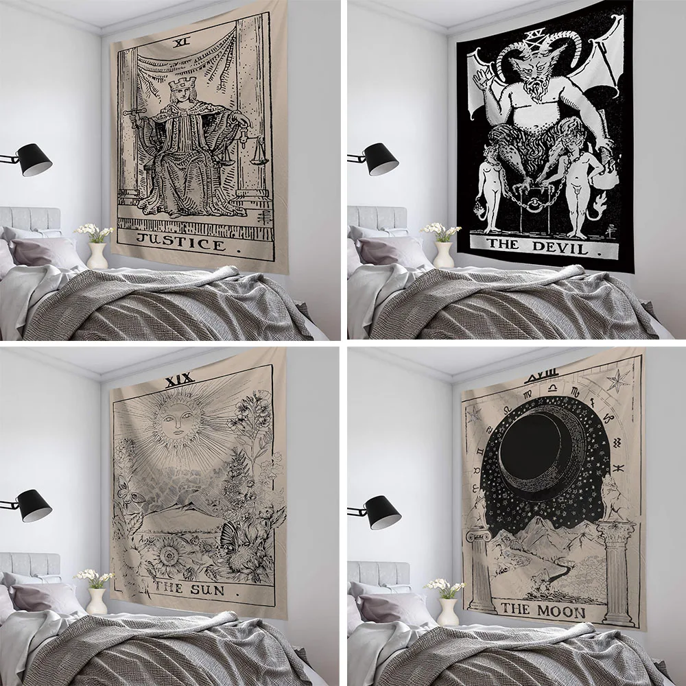 

Mandala Tapestry Wall Decor White Black Sun And Moon Tapestry Wall Hanging Tarot Hippie Wall Rugs Dorm Decor Blanket Room Decor