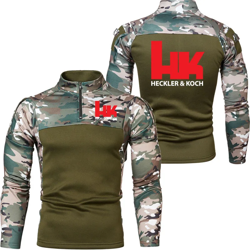 Фото Y2K Ретро толстовка на молнии Мужская камуфляжная толстовка HK Heckler Koch Firearms без компрессионного принта Негабаритный пуловер унисекс №2