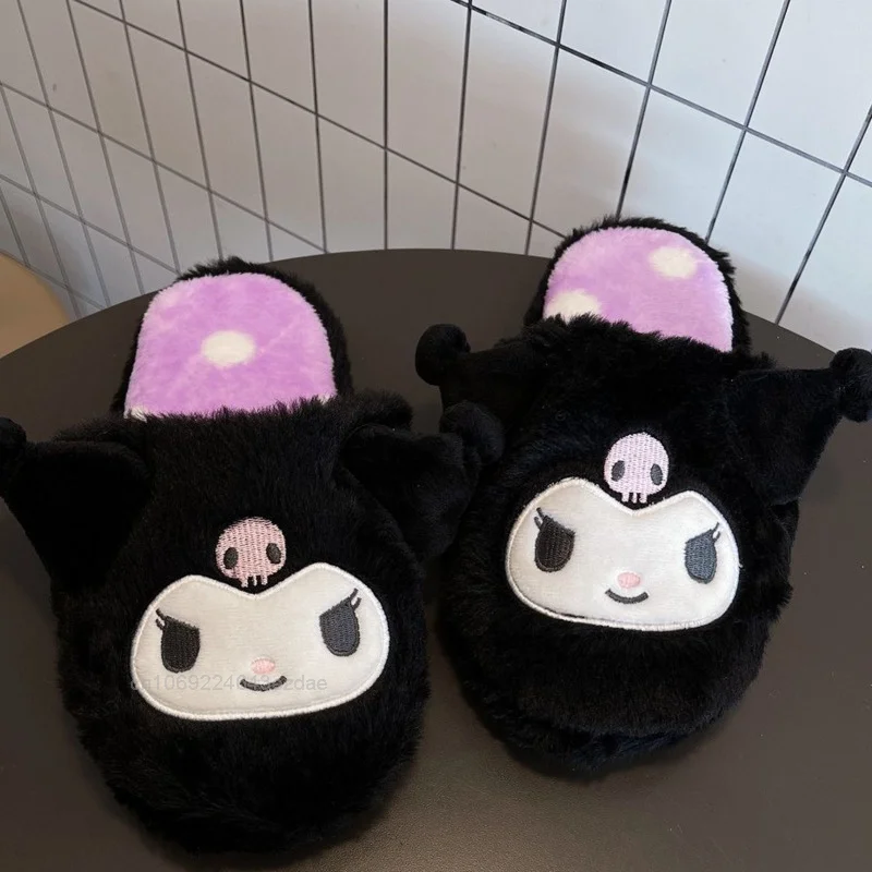 Kuromi Cinnamoroll Cartoon Plush Slippers Women Autumn And Winter Soft Indoor Home Cotton Slipper Shoes Y2k Girl Fashion Shoes