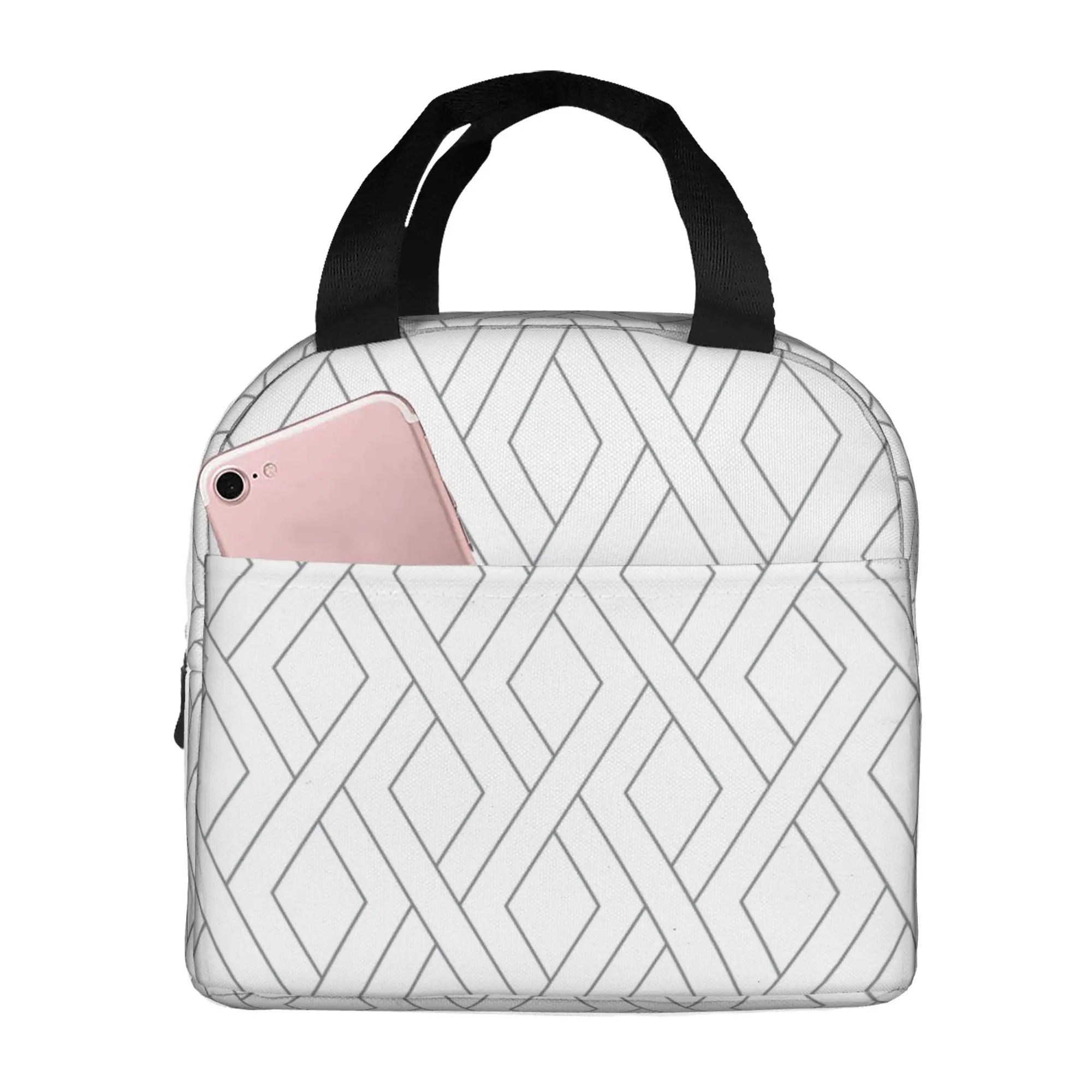 

Геометрическая модная художественная сумка для ланча, изолированные многофункциональные сумки-тоуты для ланча, многоразовая Термосумка-холодильник