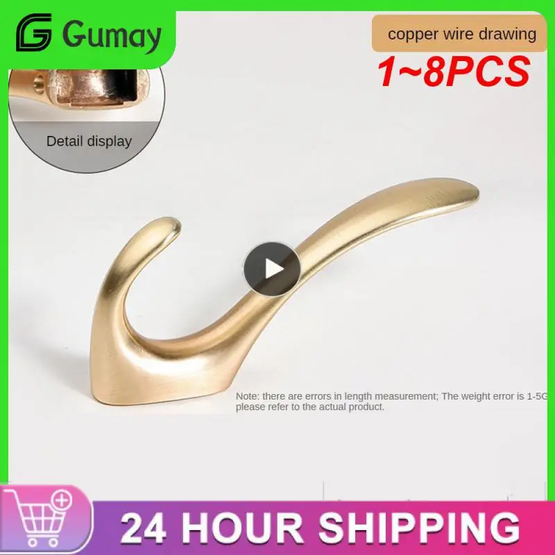 

1~8PCS Matte Black Accessories Hanger Simple To Use Zinc Alloy Clothes Hook Non-fading Strong Bearing Capacity Hallway Hook