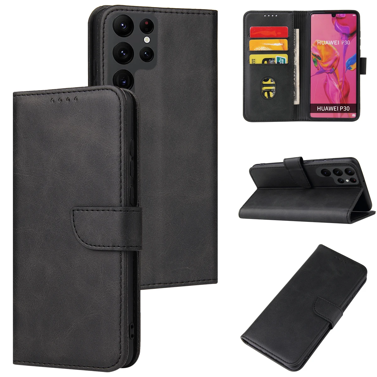 

Luxury Leather Card Groove Phone Case For Samsung Galaxy S23 Ultra S22 S21 S20 FE S10 S9 S8 Note20 Ultra Note10 Note9 Back Cover