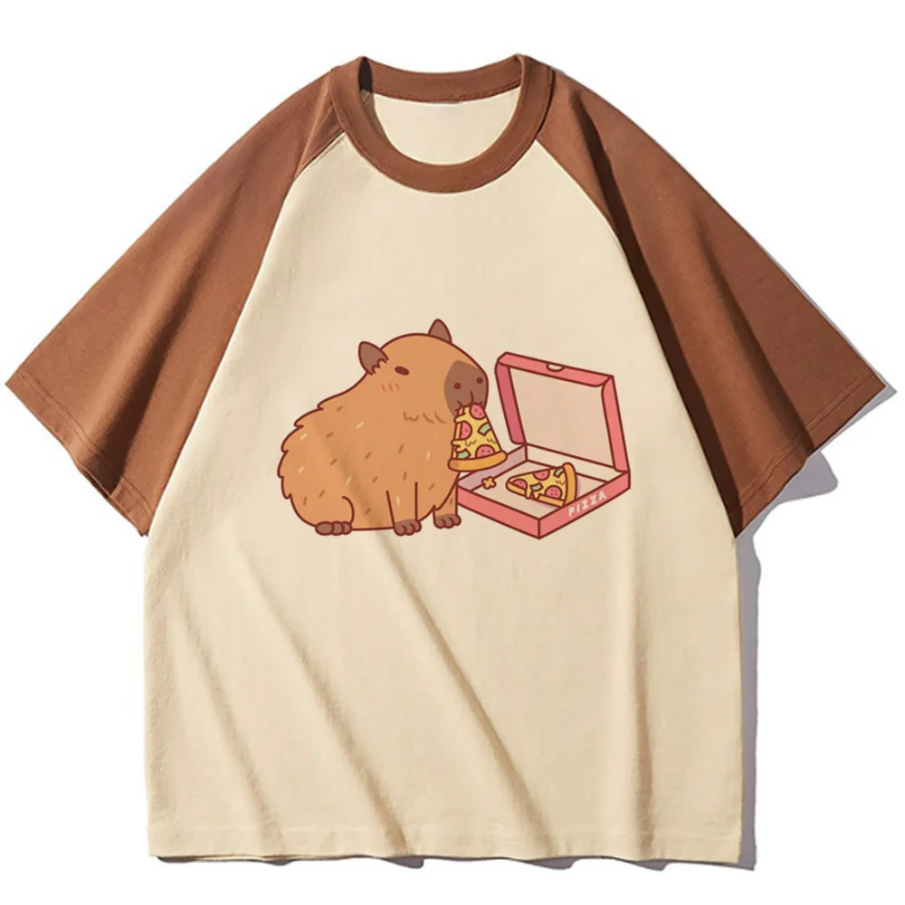 Capybara t-shirt female Punk Pastel Comfortable Pop Culture 2000s Retro t shirt Trendy Colorful streetwear hip hop