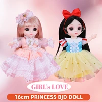cute 16cm bjd doll with clothes and shoes 112 diy movable joints fashion princess figure girl boy gift toys