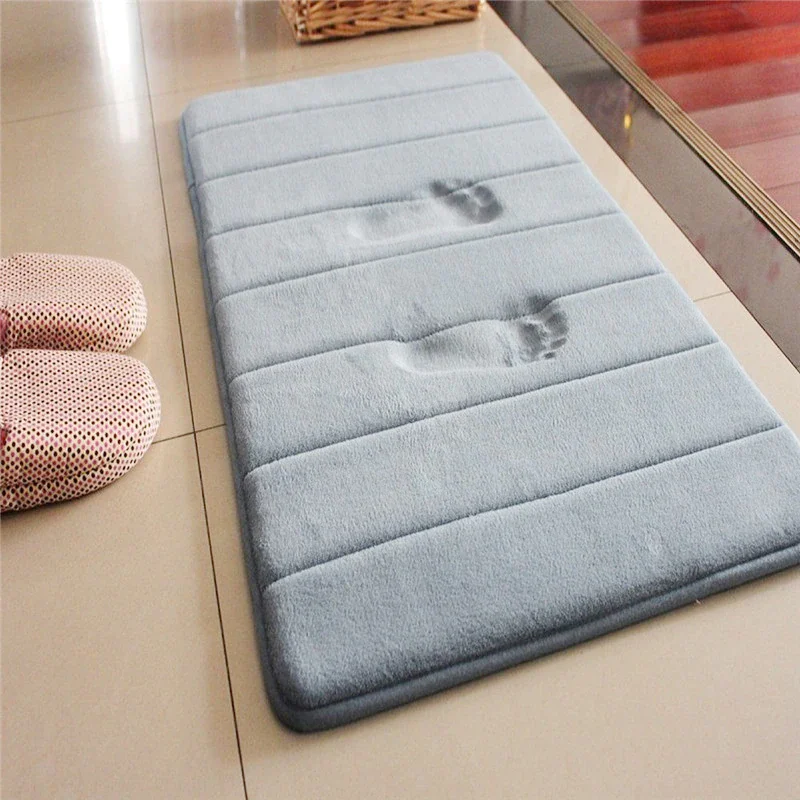 

New Home Bath Mat Coral Fleece Bathroom Carpet Water Absorption Non-slip Memory Foam Absorbent Washable Rug Toilet Floor Mat