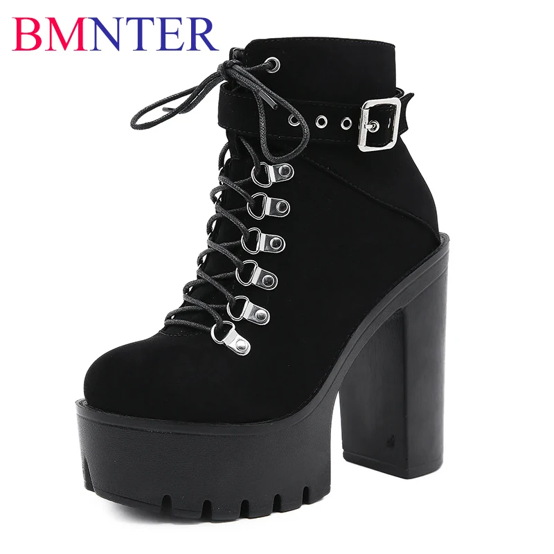 

Spring Autumn Womens Chunky Block High Heel Platform Shoes Ankle Strap Buckle Pumps Gothic Punk Shoes For Model Nightclubcf5