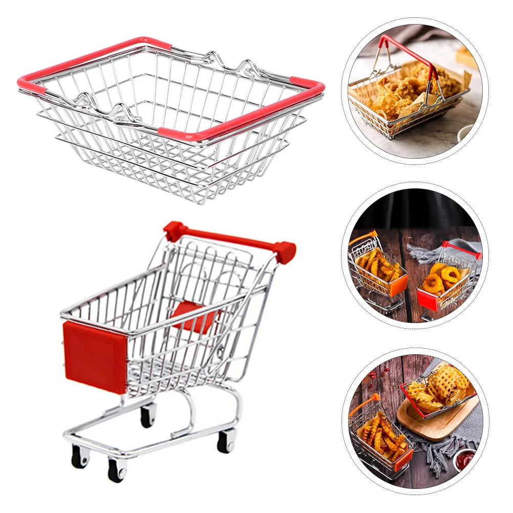 

Basket Mini Fries Cart Shopping Toy Frenchserving Play Fried Pretend Baskets Kids Fry Holder Chip Frying Snack Steel Stainless