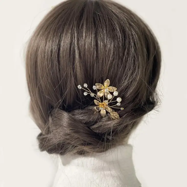 Женская заколка для волос с искусственным жемчугом и стразами